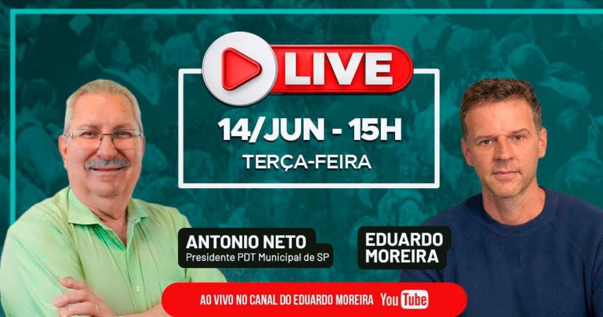 Ao Vivo: Eduardo Moreira recebe Antonio Neto em entrevista